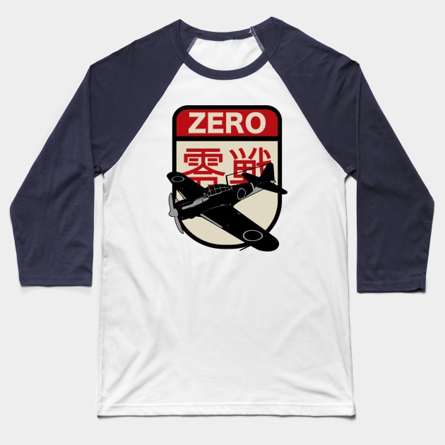 WW2 Japanese Zero Baseball T-Shirt by Tailgunnerstudios